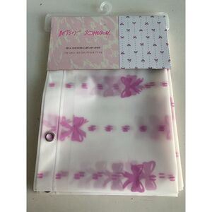 Betsey Johnson Pink Bow Coquette Peva Shower Curtain Liner 70 X 72” Ribbon NEW